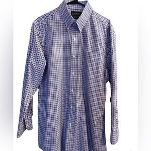 𝅺LAUREN Ralph Lauren Slim Shirt Non Iron Cotton Purple Gingham Size 17